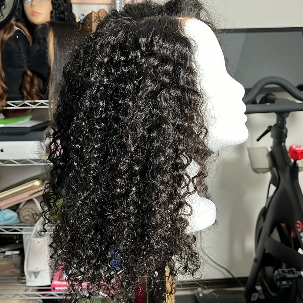 Human hair curly hair frontal wig
